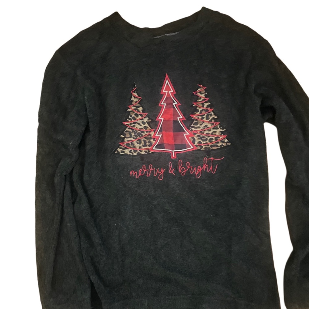 Christmas Sweatshirt Merry & Bright Trees Small